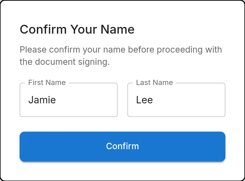 The Confirm Your Name dialog