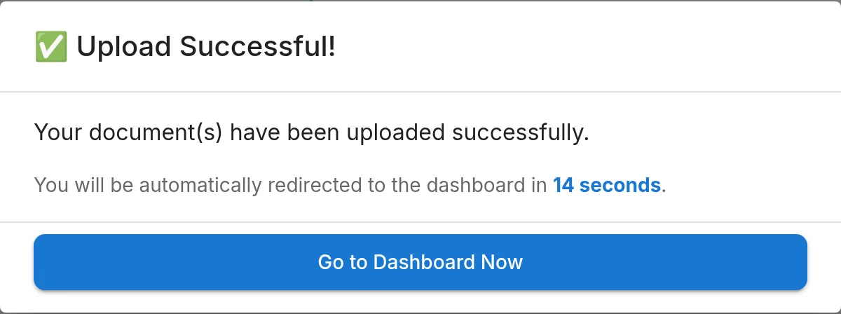 The Upload Successful! confirmation